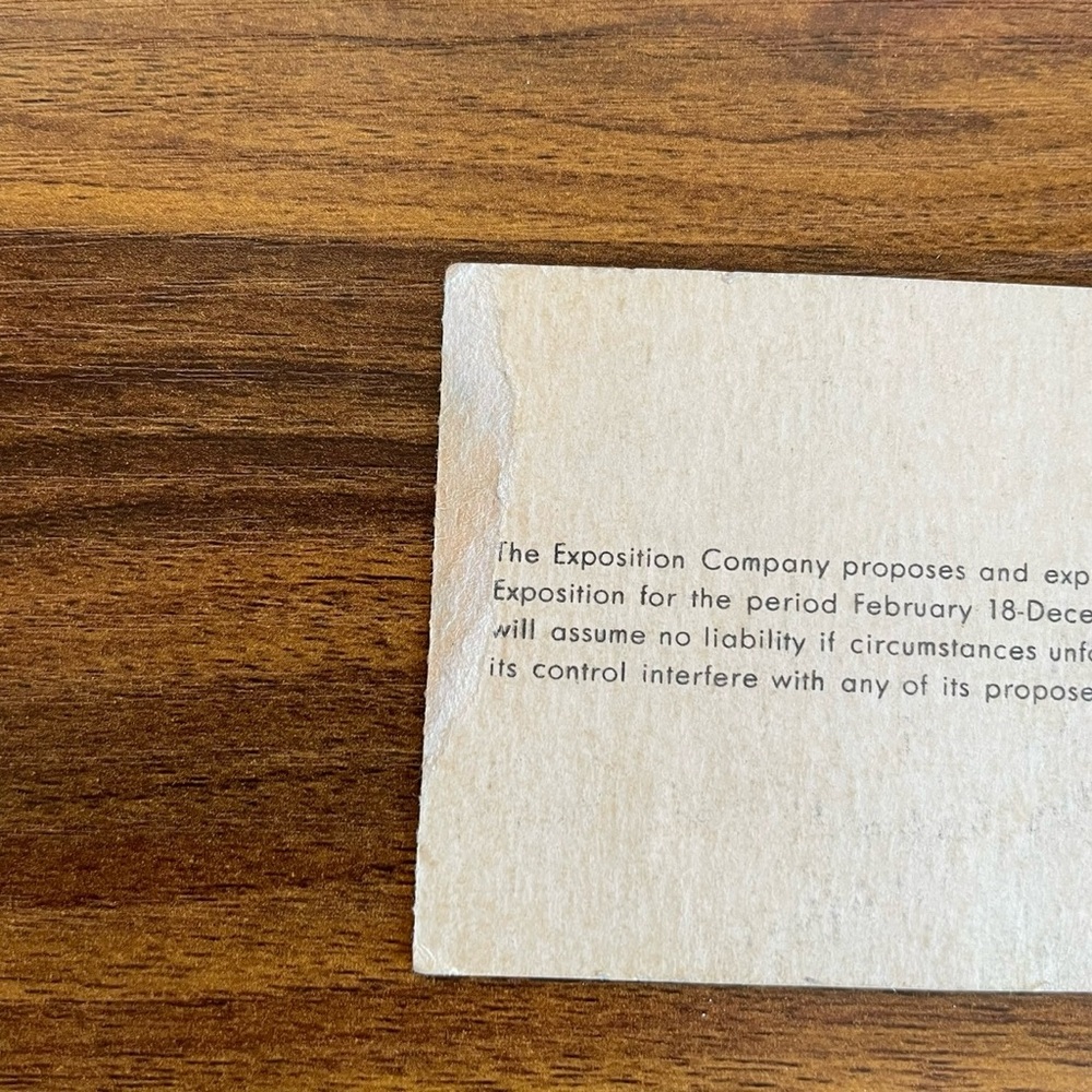 Vintage 1939 Golden Gate International Exposition Ticket Stub Souvenir Card View 3